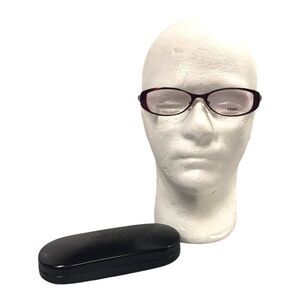 Fendi F899 Rectangular Eyeglasses With Hard Case Burgundy 140mm Size Gift Set